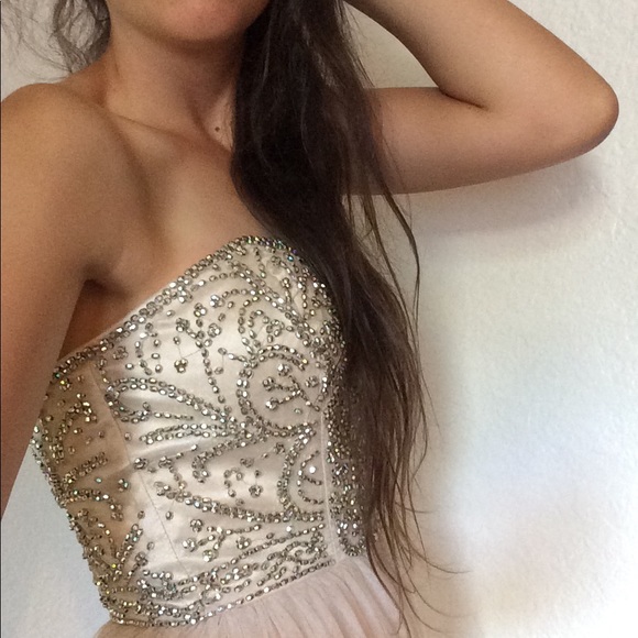 Champagne prom dress with silver beading - Picture 6 of 8